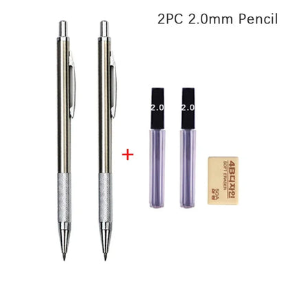 Full Metal Mechanical Pencil Set — 0.3–2.0mm Automatic Pencils for Art, Drawing & School