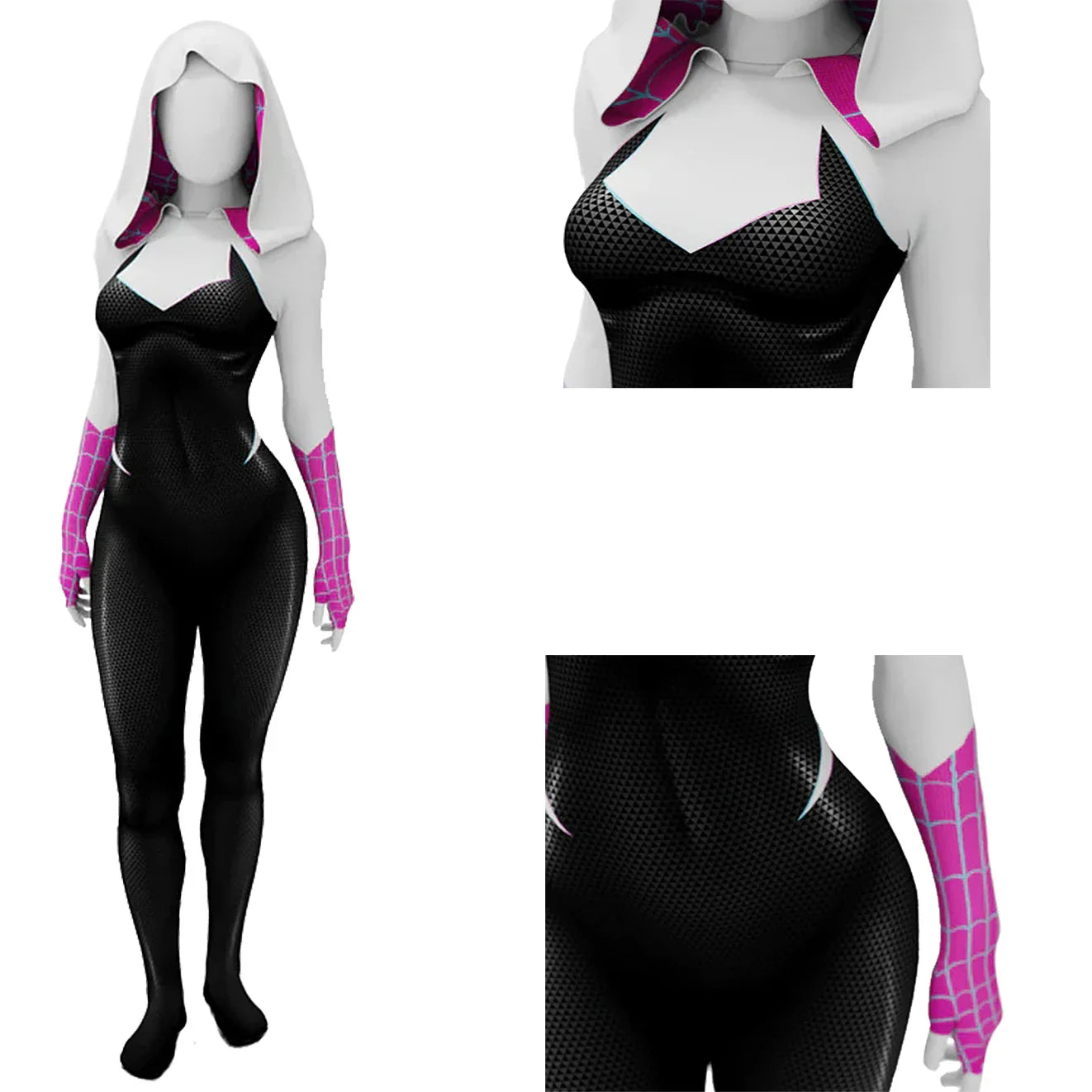 Spider-Man: Across the Spider-Verse Gwen Stacy Cosplay – Superhero Spandex Zentai Bodysuit for Halloween & Costume Parties