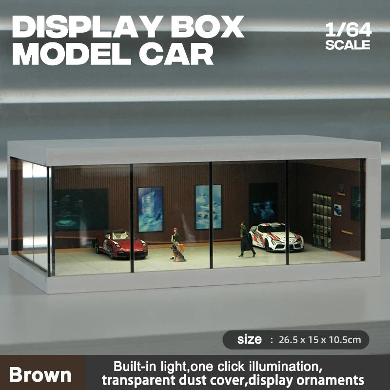 1/64 Scale Model Parking Space — Simulated Scene with Lights for Car Display (Figures & Cars Not Included)