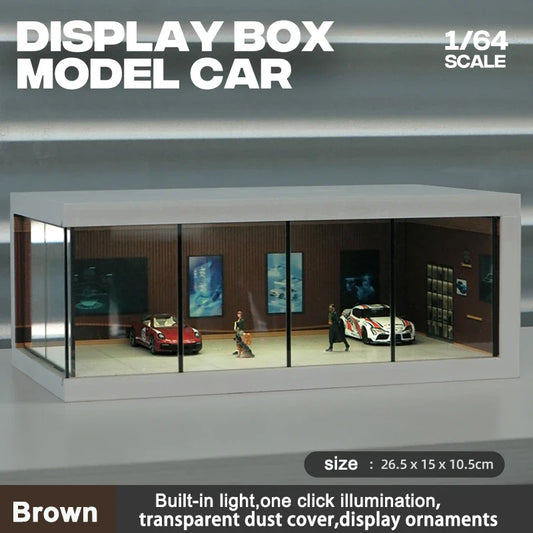 1/64 Scale Model Parking Space — Simulated Scene with Lights for Car Display (Figures & Cars Not Included)