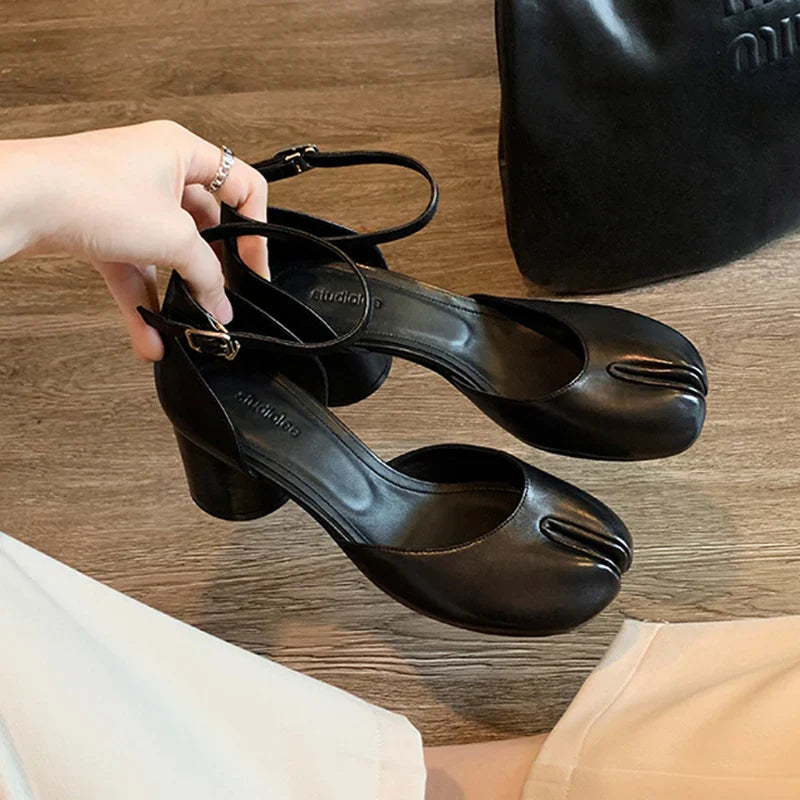 Women’s Modern Round Toe High Heel Pumps – Leather Square Split Toe Sandals & Mary Jane Heels for Spring Summer