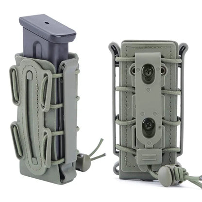 Tactical 9mm Single Magazine Pouch – MOLLE Clip, Quick Release FastMag Holder for P226, Glock 17/19, Beretta M9/PX4, Hunting Gear