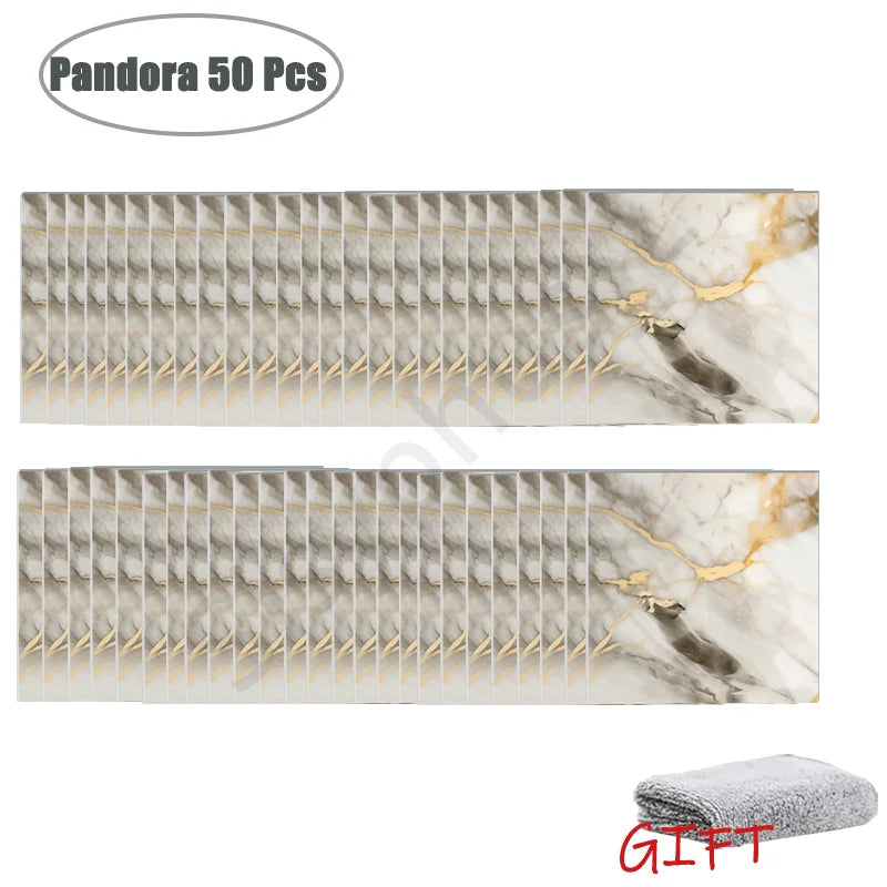 10-50Pcs PVC Marble Wall Stickers — Self-Adhesive Thickened Waterproof Tile Stickers for Bathroom Kitchen Floor Home Decor