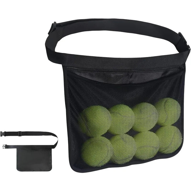 Tennis Ball Waist Bag Mesh Hip Pouch Holder – Portable Breathable Waist Pack for Tennis Balls Storage and Sports Training Accessory