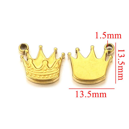 10PCS Stainless Steel Gold-Plated Sun Flower Crown Charms – DIY Necklace & Earrings Jewelry Making Accessories