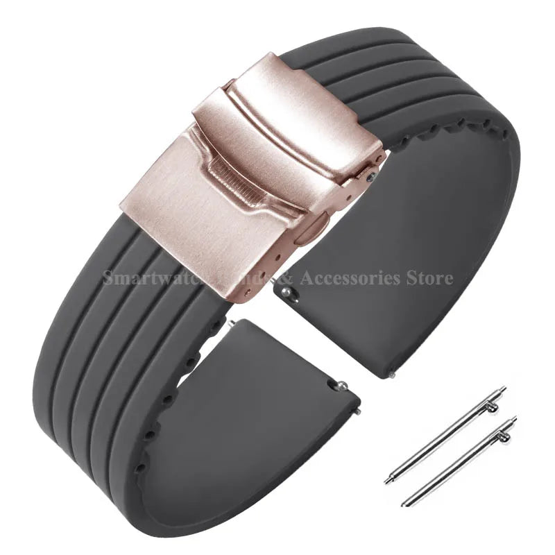 Quick Release Silicone Watch Strap 18–24mm – Sport Rubber Band for Huawei Watch GT2/3/4, Omega, Seiko, Fossil