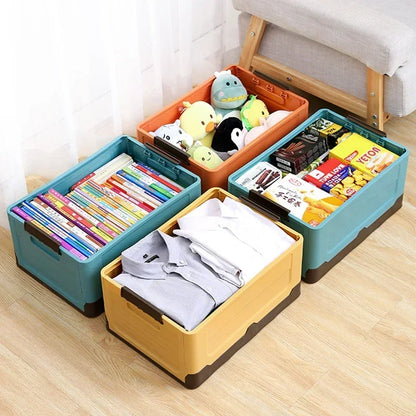 Folding Storage Box with Lid – Multifunction Plastic Organizer Container