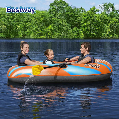 Bestway 61136/61140/61142/61146 Heavy-Duty Inflatable Kayak – 1-3 Person PVC Rafting Boat for Adventure & Thrilling Rides