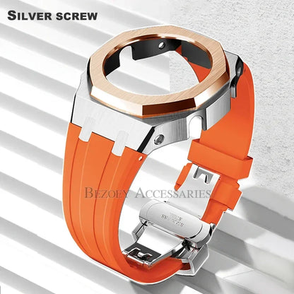GEN4 Casioak GA2100 Mod Kit – Stainless Steel Case, Bezel, and Rubber Strap Replacement for G-SHOCK GA2100/GA2110