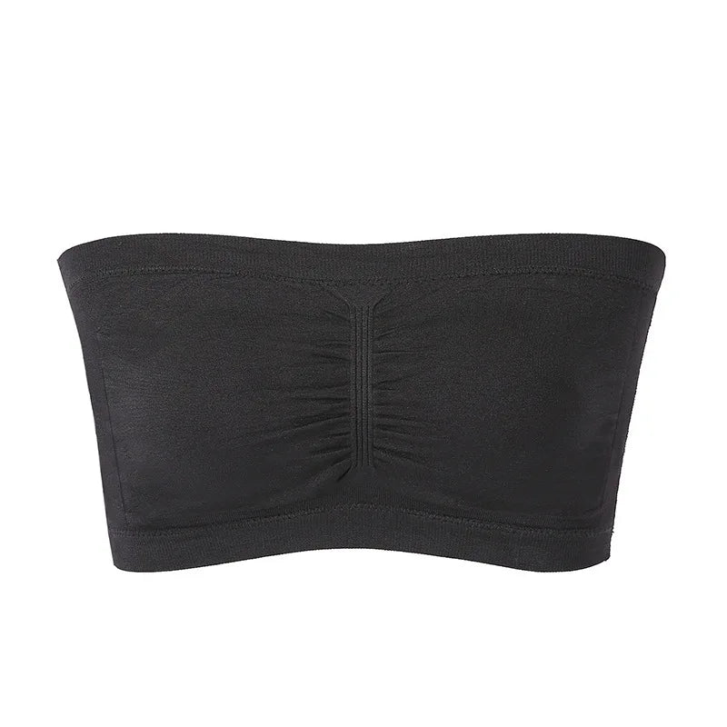 Women's Plus Size Strapless Bra – Thin, Removable Chest Cushion, Stretchy Seamless Invisible Bra, S-6XL