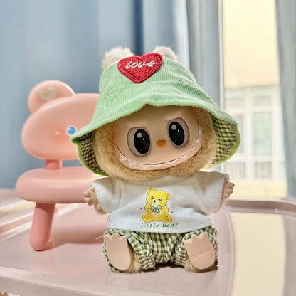 17cm Mini Plush Doll Clothes Set – Kpop EXO Labubu I & II Idol Dolls Sit Party Overalls, Clothing Gift