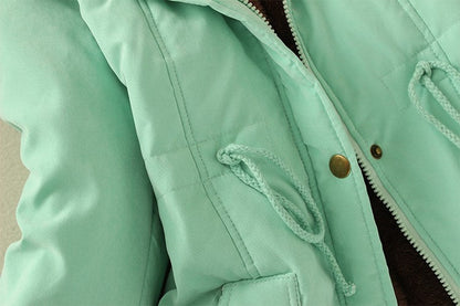2024 Women's Winter Cotton Jacket – Slim Fit Hooded Parka, Embroidered Padded Warm Casual Overcoat