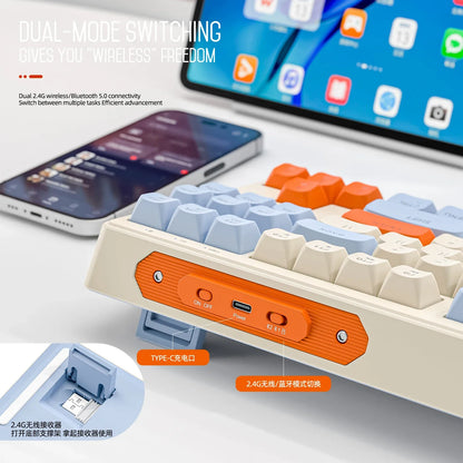 M87 Wireless 87-Key Dual Mode Bluetooth RGB Gaming Keyboard with PBT Keycaps and Rainbow Light