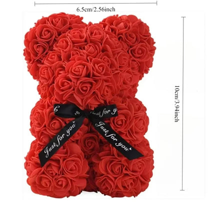 Forever Rose Teddy Bear – Artificial Flower Gift for Mom & Special Occasions