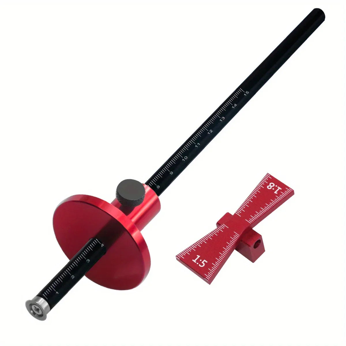Bearing Wheel Cutter & Marking Gauge – Aluminum Dovetail Jig 1:5 1:8, Inch/MM Ruler for Soft Wood Scribing
