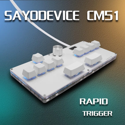 CM51 SayoDevice OSU DJ MAX Keyboard - Magnetic Outemu/Gateron Switches with Knob, Screen, & Shortcut Features
