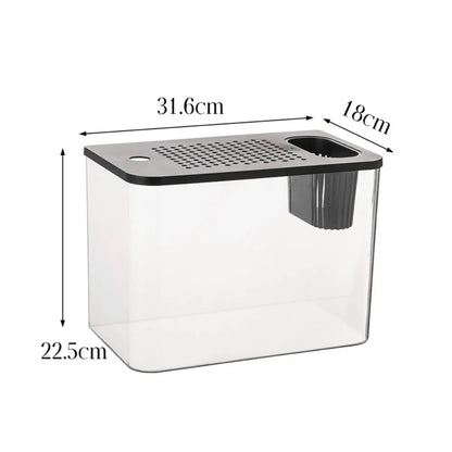PET+ABS Transparent Fish Tank with Lid – Drop-Resistant Aquarium & Hydroponic Turtle Tank for Home