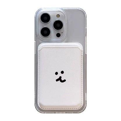 Cute Dog Cartoon Magnetic Phone Card Holder – Back Case Wallet for iPhone 15/14 with MagSafe Slot for ID & Bank Cards