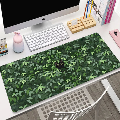 Cute Cat Gaming Mouse Pad - XL Green Plant Design XXL Desk Mat for Keyboard Computer Laptop Gamer Setup