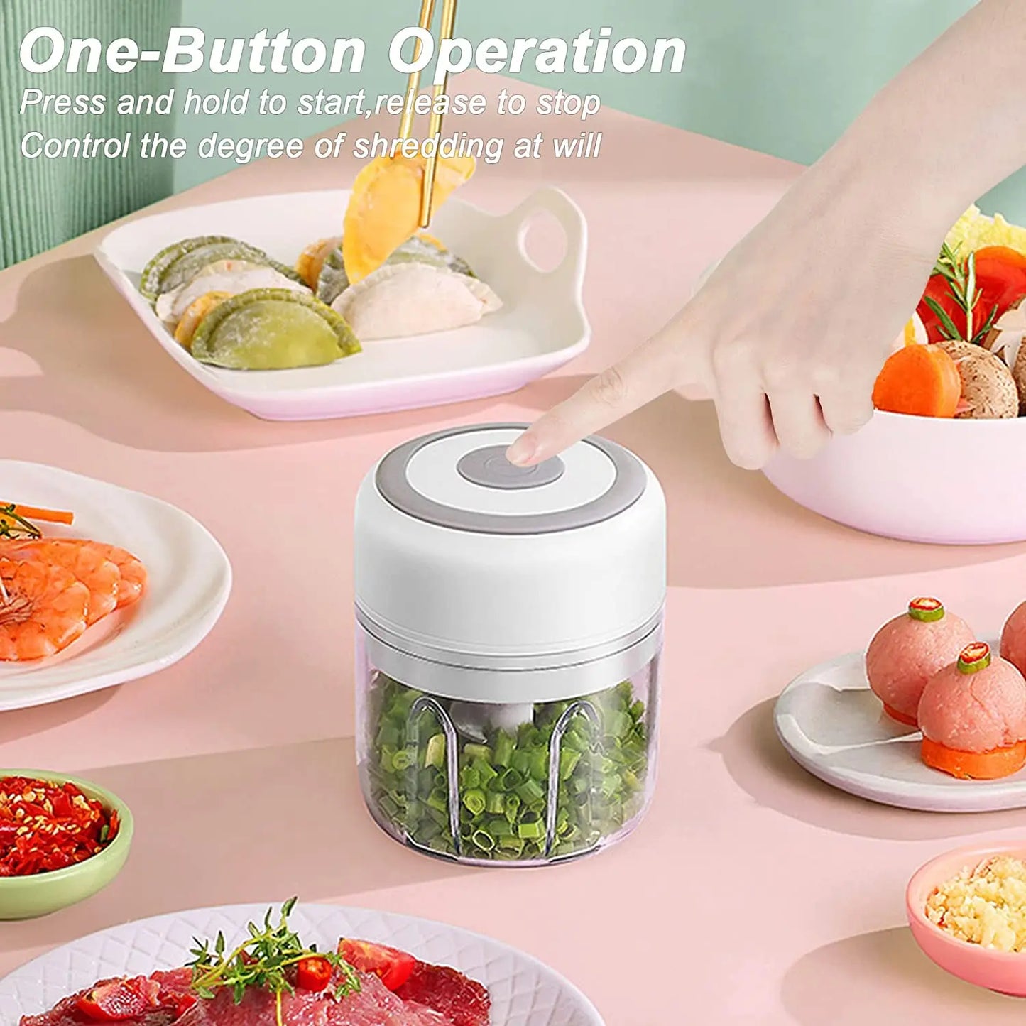 Electric Mini Garlic Chopper USB Meat Grinder - Sturdy Durable Garlic Masher Machine for Crushed Ginger and Vegetables - Kitchenware