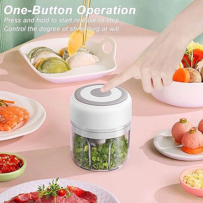 Electric Mini Garlic Chopper USB Meat Grinder - Sturdy Durable Garlic Masher Machine for Crushed Ginger and Vegetables - Kitchenware