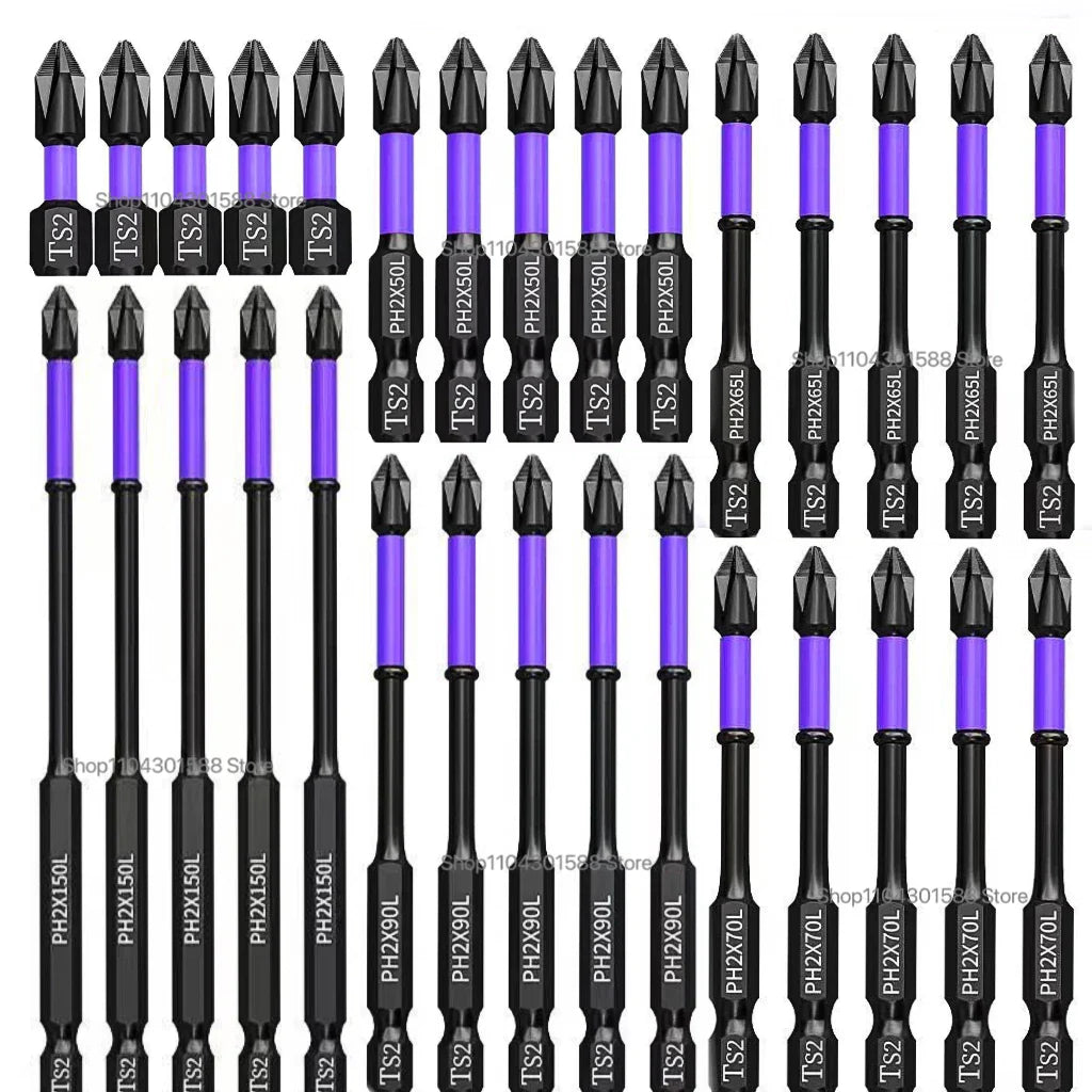 5–60PCS PH2 Magnetic Impact Driver Bit Set – Alloy Steel Cross Screwdriver Bits for Drill & Screw Driving Non-Slip Tool Kit