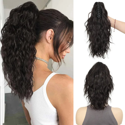 LUPU 14" Synthetic Curly Claw Clip-In Ponytail – Heat-Resistant Fashion Hair Extension for Daily Wear, Halloween & Holidays