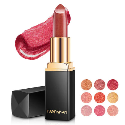 Handaiyan 9 Colors Lipstick – Glitter, Matte, Velvet, Nude, Shimmer, Sexy Red, Long-Lasting, Waterproof Professional Makeup
