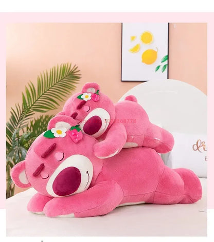New Disney Kawaii Toy Story Lotso Bear Plush Pillow – Strawberry Sofa Stuffed Toy for Kids & Birthday Gift
