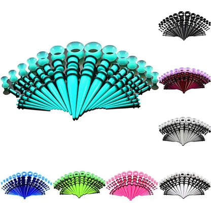 50PCS Acrylic Ear Stretching Kit – Tapered Ear Expander Plugs for Piercing, Punk Body Jewelry & Ear Dilations