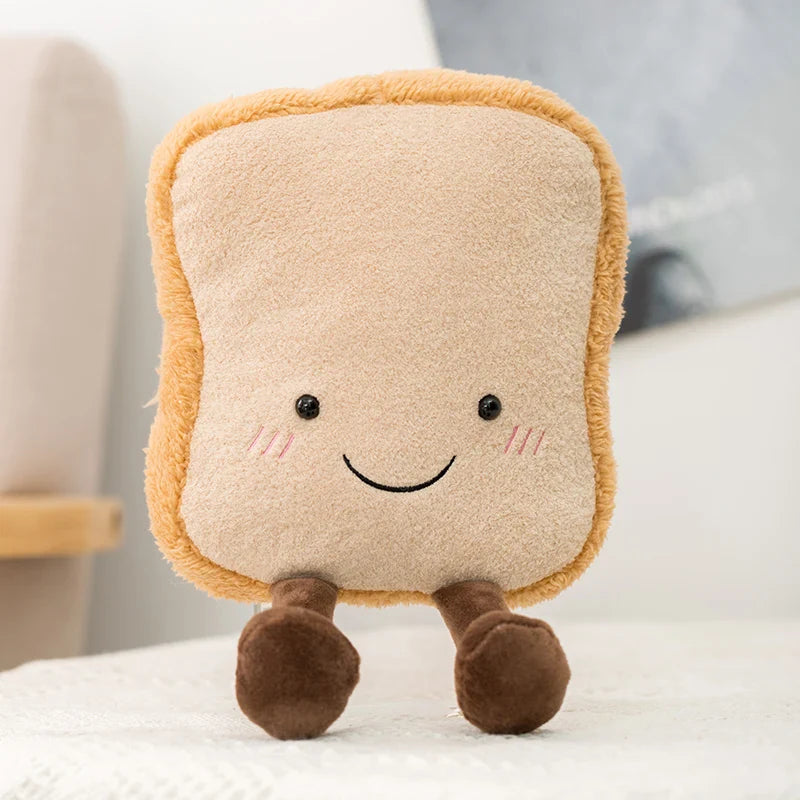 New Cartoon Egg Stuffed Toy – Breakfast Bread & Toast Plush Doll, Fun Pillow for Baby Comfort & Xmas Gifts