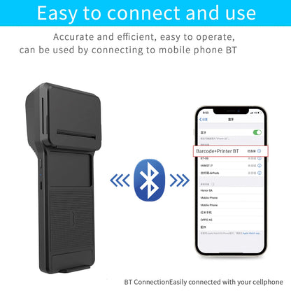 58mm Thermal Printer & 2D Bluetooth Scanner - 2-in-1 Mobile Back Clip with 7.4V 3000mAh Battery