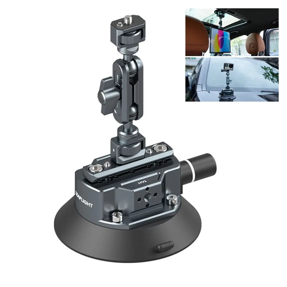 Hand Pump Suction Cup Camera Mount – 360° Adjustable Holder with NATO Clamp for GoPro, Insta360, DSLR & Action Cameras (1/4" & 3/8")