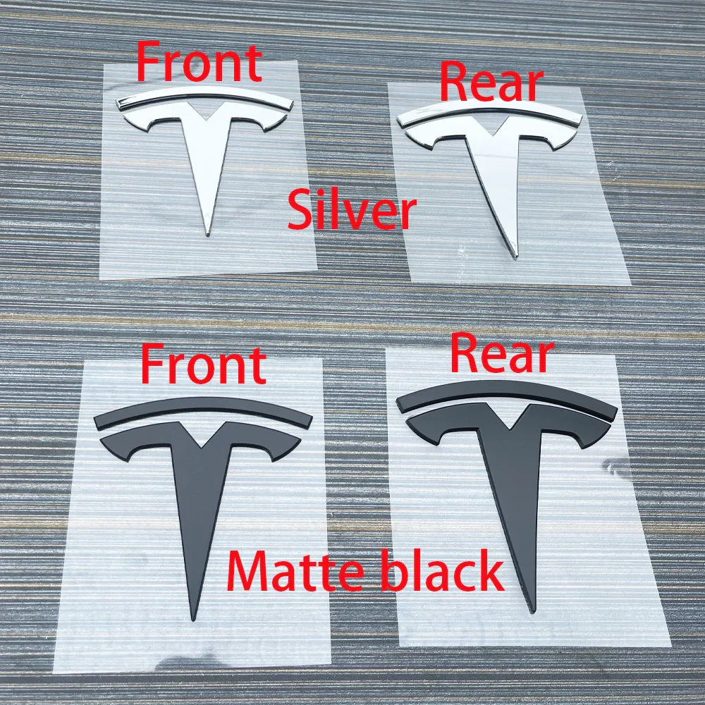 Tesla Model 3 & Y Logo Sticker – Front Hood & Rear Trunk Badge Car Accessory