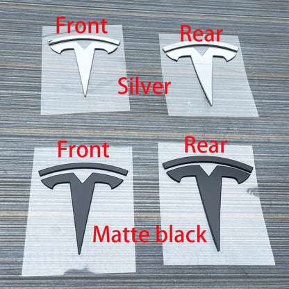 Tesla Model 3 & Y Logo Sticker – Front Hood & Rear Trunk Badge Car Accessory