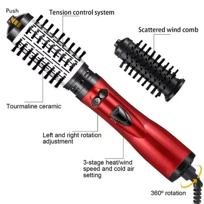 3-in-1 Rotating Hair Dryer & Straightener Brush – Hot Air Comb with Negative Ion Hair Styler