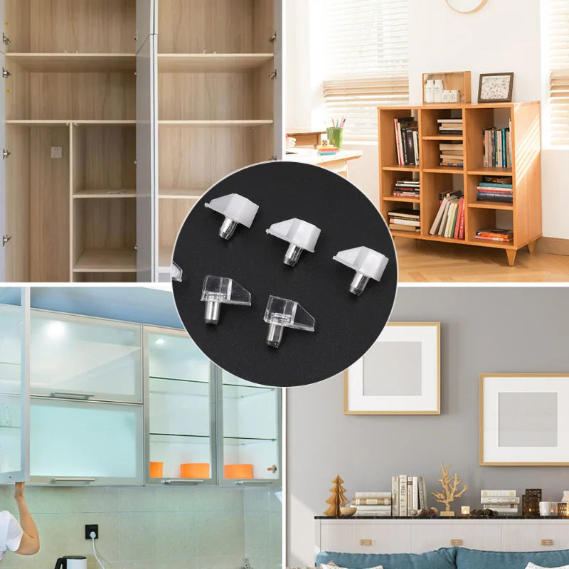 10/500PCS Transparent Shelf Studs – Plastic Laminate & Glass Plate Support Pegs for Cabinet, Wardrobe, Furniture Hardware