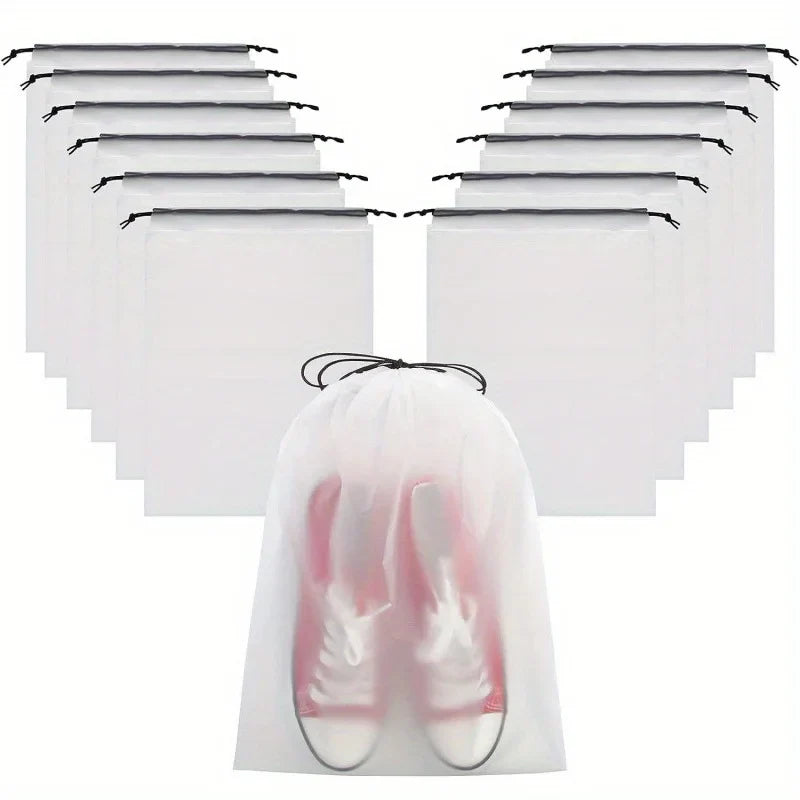 5/10/20PCS Portable Drawstring Shoe Storage Bags — Waterproof Transparent Eco Travel & Makeup Organizer Bags