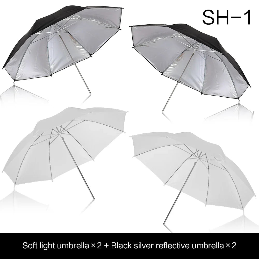 4-Pack 33"/83cm Soft White Translucent Umbrellas — Photo & Video Studio Lighting Diffusers for Photography Flash