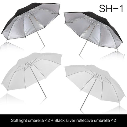 4-Pack 33"/83cm Soft White Translucent Umbrellas — Photo & Video Studio Lighting Diffusers for Photography Flash
