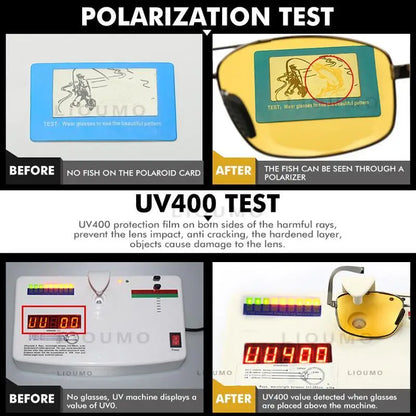 LIOUMO Polarized Photochromic Driving Sunglasses – Chameleon Night Vision Goggles for Men & Women