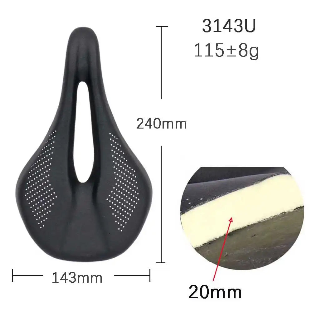 Elitaone MTB Carbon Saddle — 240x143mm Road Bike Seat | Super Light 90g UD Bare Carbon Finish