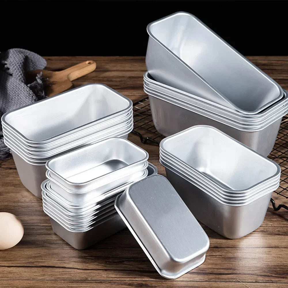 5-Size Aluminum Loaf Pan Set – Non-Stick Rectangle Baking Molds for Bread, Cake, Brownie, Cheese & Pastry