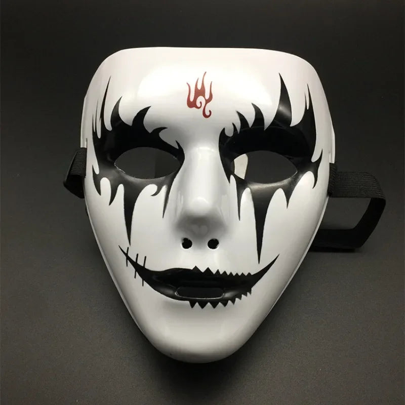 Halloween Masquerade Full Face Mask – Hand-Painted White & Black Gold Death Clown for Adults