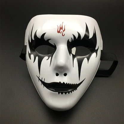 Halloween Masquerade Full Face Mask – Hand-Painted White & Black Gold Death Clown for Adults