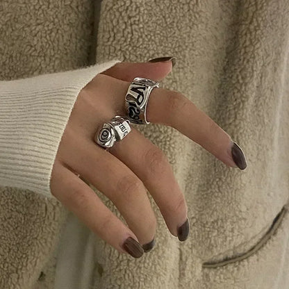 Personalized Girls' Open Ring – Retro Y2K English Letter Jewelry Accessory, 1/2pcs Party Gift