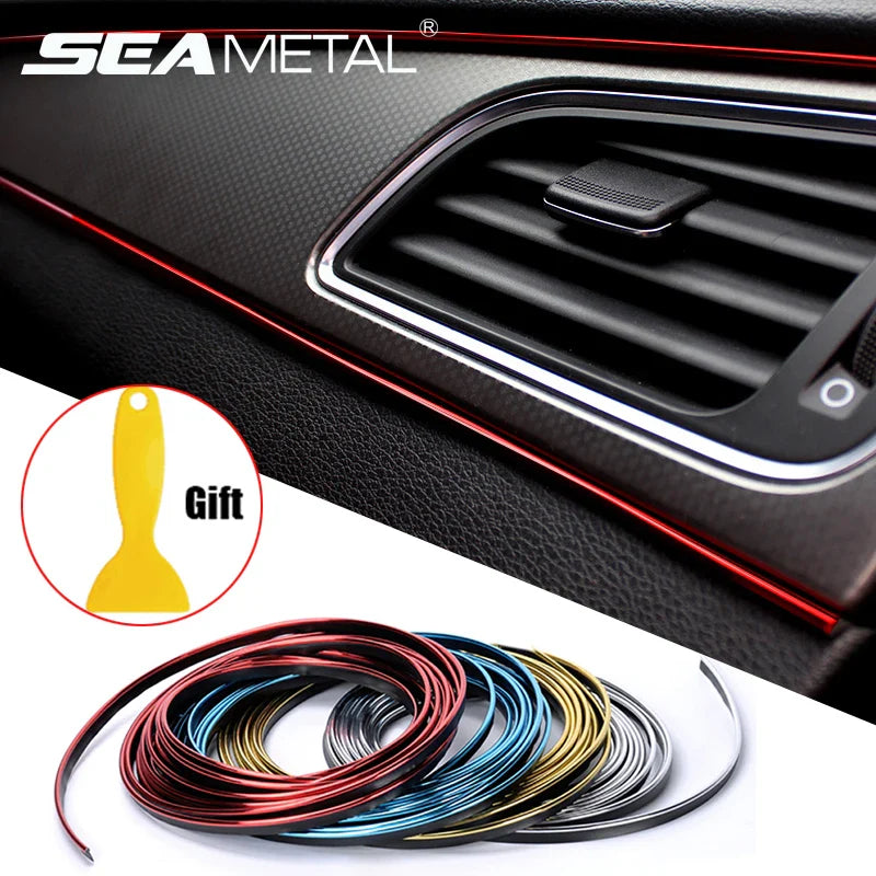 SEAMETAL Car Interior Molding Trim Strips – Flexible Anti-Scratch 5m Decoration Line for Dashboard & Car Styling Accessories