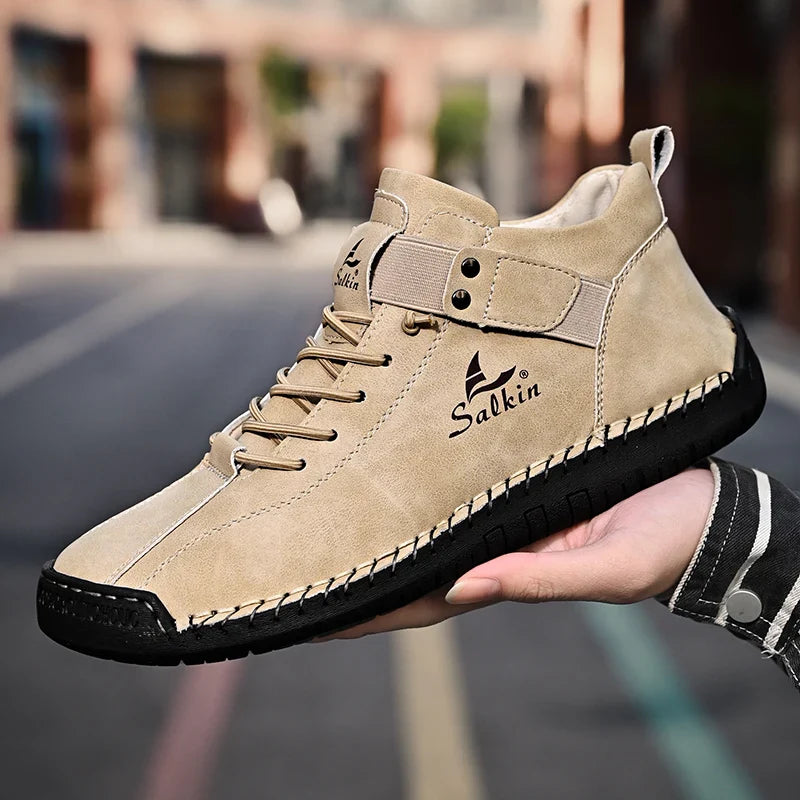2024 Handmade Leather Casual Men’s Shoes - Breathable Sneakers & Ankle Boots for Outdoor Wear
