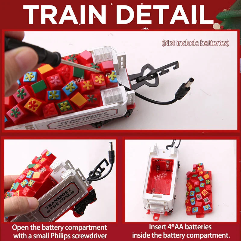 Battery Operated Railway Train with Sound & Light – Electric Christmas Tree Top Star Track Toy for Kids
