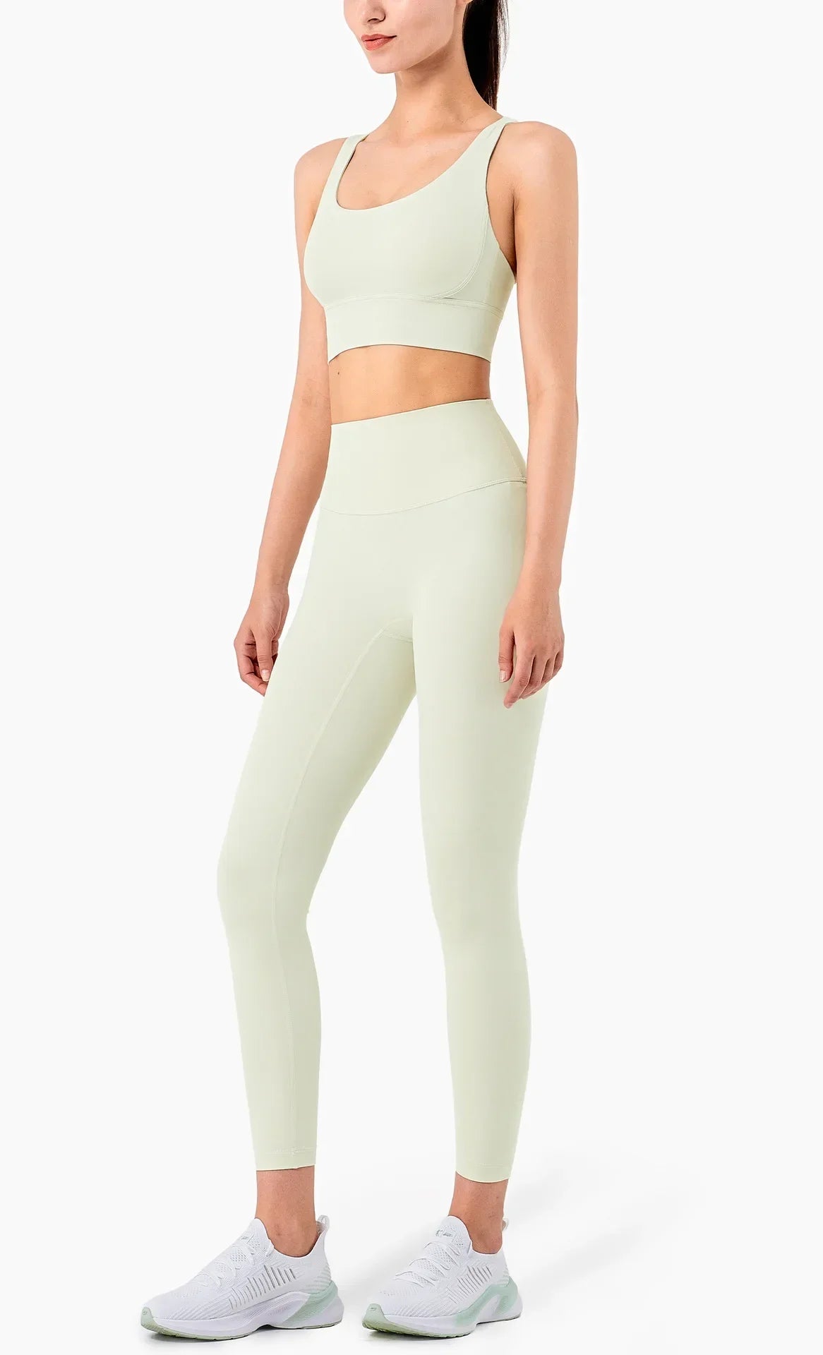 Summer 2 Piece Women's Yoga Tracksuit - Cross-Back Nylon Top and Leggings Athletic Set for Pilates and Fitness